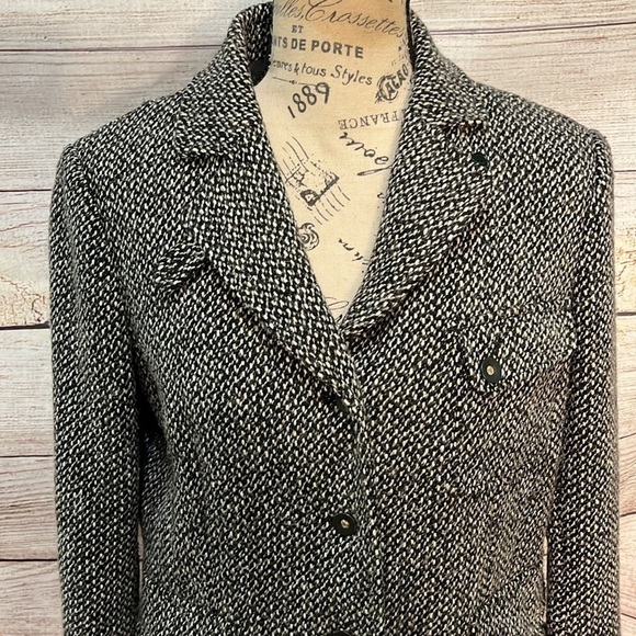 Comptoir des Cotonniers Jacket Wool Blend Tweed Size 44 XL Presley Laine Brown - Picture 2 of 13